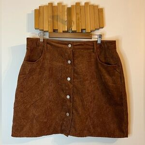 Corduroy Button Mini Skirt